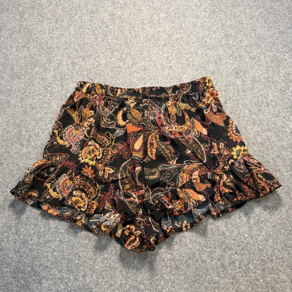 Nasty Gal Pants - Women's Nasty Gal SHEER Black Paisley Ruffle Hem Shorts Size‎ 8 NEW